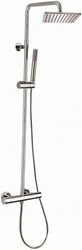 Смеситель-термостат для душа, со стационарным верхним металл душем 230х230мм., душевая лейка, шланг в компл., (цв.хром), Cosmo ZZ