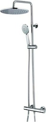 Смеситель-термостат для душа, со стационарным верхним душем пластик d250мм, ручн.душевая лейка 3 режима, шланг в компл., (цв.хром), Elios ZZ
