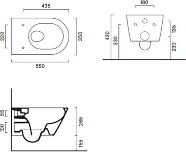 Унитаз подвесной, безободковый, смыв Tornado, 35х55см, БЕЗ сиденья, БЕЗ крепежа, (цв.Cemento Satinato, покрытие Twinglaze+),  ZZ Catalano Zero 0111550023