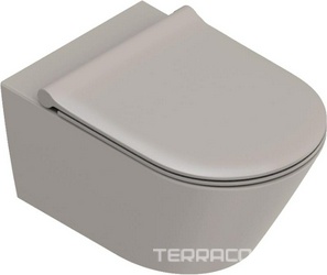 Унитаз подвесной, безободковый, смыв Tornado, 35х55см, БЕЗ сиденья, БЕЗ крепежа, (цв.Cemento Satinato, покрытие Twinglaze+), Zero ZZ