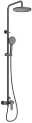 Смеситель для душа, со стационарным верхним душем d22см., шланг, лейка, кронштейн в компл., (цв.черный матовый), Stylus ZZ