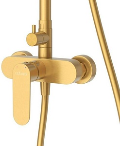 Смеситель для душа, со стационарным верхним душем d22см., шланг, лейка, кронштейн в компл., (цв.брашированное золото),  ZZ Cezares Stylus STYLUS-CD-BORO