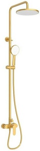 Смеситель для душа, со стационарным верхним душем d22см., шланг, лейка, кронштейн в компл., (цв.брашированное золото),  ZZ Cezares Stylus STYLUS-CD-BORO