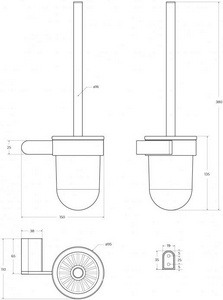 Ерш для унитаза настенный, (цв.хром / стекло матовое),  ZZ Cezares Stylus STYLUS-TBS-V