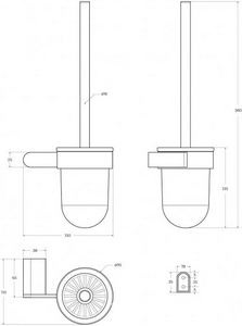 Ерш для унитаза настенный, (цв.брашированное золото / стекло матовое),  ZZ Cezares Stylus STYLUS-TBS-V-BORO