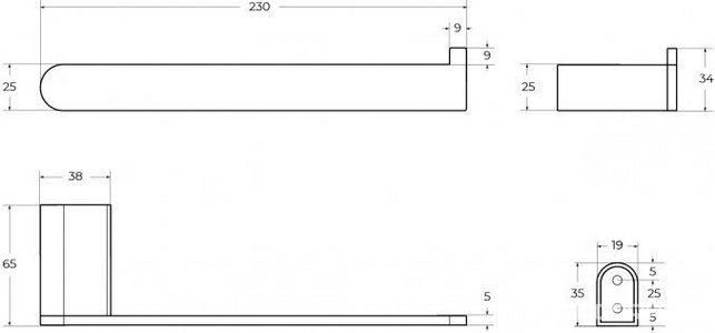 Полотенцедержатель 23см, (цв.брашированное золото),  ZZ Cezares Stylus STYLUS-TH02-BORO