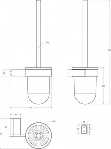 Ерш для унитаза настенный, (цв.черный матовый / стекло матовое),  ZZ Cezares Stylus STYLUS-TBS-V-NOP