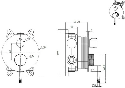 Смеситель для душа, встраиваемый в стену, с переключателем, (цв.браш.никель),  4.0 ZZ Allen Brau Priority 5.31C11-BN