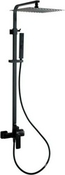 Смеситель для душа, со стационарным верхним душем 300х300мм., душевая лейка, шланг в компл., (цв.черный матовый), Infinity ZZ