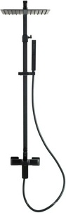Смеситель для душа, со стационарным верхним душем 300х300мм., душевая лейка, шланг в компл., (цв.черный матовый),  ZZ Allen Brau Infinity 5.21012-31