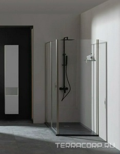 Смеситель для душа, со стационарным верхним душем 300х300мм., душевая лейка, шланг в компл., (цв.черный матовый),  ZZ Allen Brau Infinity 5.21012-31