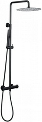 Смеситель-термостат для душа, со стационарным верхним душем 300х300мм., душевая лейка, шланг в компл., (цв.черный матовый), Fantasy ZZ