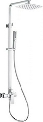 Смеситель для душа, со стационарным верхним душем 300х300мм., душевая лейка, шланг в компл., (цв.хром), Infinity