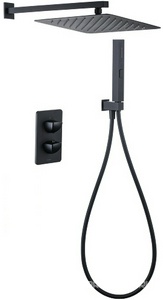 Смес-термостат д/душ,встр.в стену,со стац.верхн.душем квадр.30х30см,кронштейн,лейка,держатель,шланг,встр.часть в компл,(цв.черный матовый), ZZ Allen Brau Infinity 5.21016-31