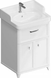 Тумба напольная "" 60 см, 1 ящик + 2 дверцы, БЕЗ раковины, цв.белый глянец ZZ Kerama Marazzi Pompei PO.M.60.1\WHT