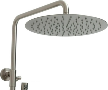 Смеситель для ванны/душа, со стационарным верхним душем d300мм., поворотный излив, душевая лейка, шланг в компл., (цв.браш.никель),  3.0 Allen Brau Priority 5.31A10-BN