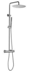 Смеситель-термостат для душа, со стационарным верхним душем 300х300мм., душевая лейка, шланг в компл., (цв.браш.никель), Fantasy ZZ