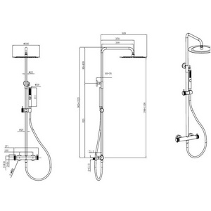 Смеситель-термостат для душа, со стационарным верхним душем 300х300мм., душевая лейка, шланг в компл., (цв.браш.никель),  ZZ Allen Brau Fantasy 5.11001-BN