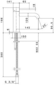 Смеситель для раковины, без донного клапана, нержавеющая сталь ZZ Kerama Marazzi Eterna 69612XKM.50.050