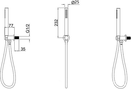 Душевой гарнитур: лейка, шланг 1500мм, кронштейн совмещенный со шланговым подсоединением, (цв.золото браш.),  ZZ Allen Brau Priority 5.31019-GB