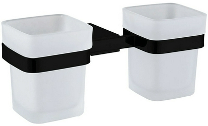 Стакан двойной, настенный, (стекло матовое, держат.цв.черный матовый), Infinity ZZ