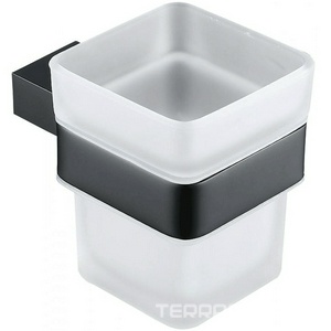 Стакан настенный, (стекло матовое, держат.цв.черный матовый),  ZZ Allen Brau Infinity 6.21002-31