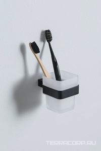 Стакан настенный, (стекло матовое, держат.цв.черный матовый),  ZZ Allen Brau Infinity 6.21002-31