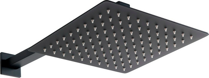 Душ верхний, стационарный, квадратный 250х250мм, G 1/2, антикальц., стеновой кронштейн 380мм, (латунь цв.черный матовый), Infinity ZZ