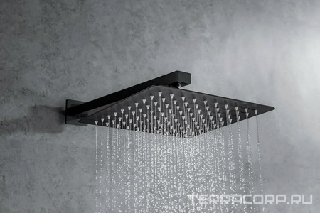 Душ верхний, стационарный, квадратный 250х250мм, G 1/2, антикальц., стеновой кронштейн 380мм, (латунь цв.черный матовый),  ZZ Allen Brau Infinity 5.21019-31