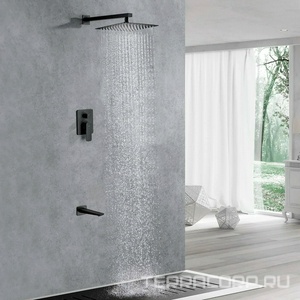 Душ верхний, стационарный, квадратный 250х250мм, G 1/2, антикальц., стеновой кронштейн 380мм, (латунь цв.черный матовый),  ZZ Allen Brau Infinity 5.21019-31