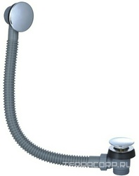 Слив-перелив удлинённый, крышка перелива и пробка слива Сlick-Clack, (латунь/пластик цв.хром), БЕЗ гидрозатвора "колена", Priority Round ZZ