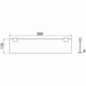 Полка 500мм, (стекло прозрачное 8мм, держат.цв.хром),  ZZ Allen Brau Infinity 6.21012-00