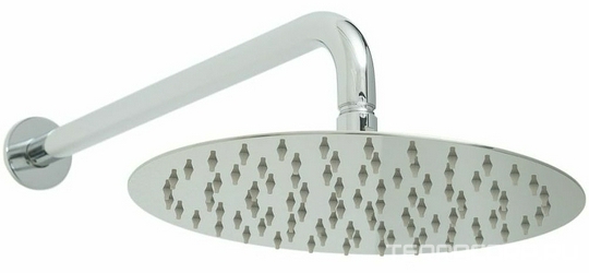 Душ верхний, стационарный, круглый d250мм, G 1/2, антикальц., стеновой кронштейн 380мм, (латунь цв.хром), Priority ZZ