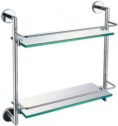 Полка двойная 418х408х138мм, (стекло прозрачное, держат.цв.хром), Priority ZZ