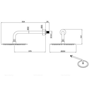 Душ верхний, стационарный, круглый d300мм, G 1/2, антикальц., стеновой кронштейн 430мм, (латунь цв.браш.никель),  ZZ Allen Brau Priority 5.31A17-BN