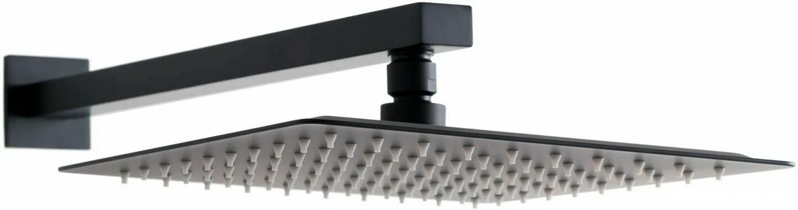 Душ верхний, стационарный, квадратный 300х300мм, G 1/2, антикальц., стеновой кронштейн 411мм, (латунь цв.черный матовый),  ZZ Allen Brau Infinity 5.21A19-31