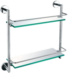 Полка двойная 418х408х138мм, (стекло прозрачное, держат.цв.графит браш.), Priority ZZ