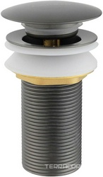 Донный клапан для сливного отверстия раковин без перелива, нажимной Clic-Clac, G 1 1/4, (металл цв.графит браш), Priority ZZ