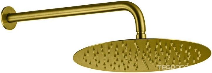 Душ верхний, стационарный, круглый d300мм, G 1/2, антикальц., стеновой кронштейн 430мм, (латунь цв.золото браш.), Priority ZZ