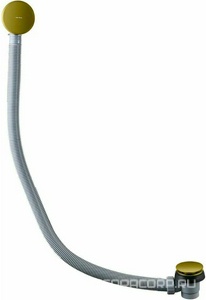 Слив-перелив удлинённый, крышка перелива и пробка слива Сlick-Clack, (латунь/пластик цв.золото браш.), БЕЗ гидрозатвора "колена",  Round ZZ Allen Brau Priority 5.31027-GB