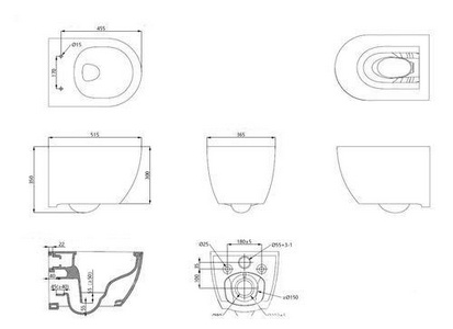 Унитаз подвесной 515х350мм, без сиденья, смыв Tornado, крепеж в компл., (цв.белый),  Allen Brau Priority 4.31008.20