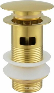Донный клапан для сливного отверстия раковин с переливом, нажимной Clic-Clac, G 1 1/4, (металл цв. золото браш.),  ZZ Allen Brau Priority 5.31023-GB