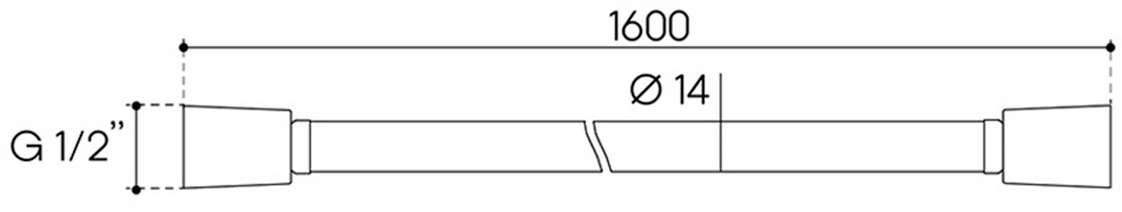 Шланг для душа 1600мм, 1/2 x 1/2, (пластик цв.хром),  ZZ Aqueduto Chuva CHU1200