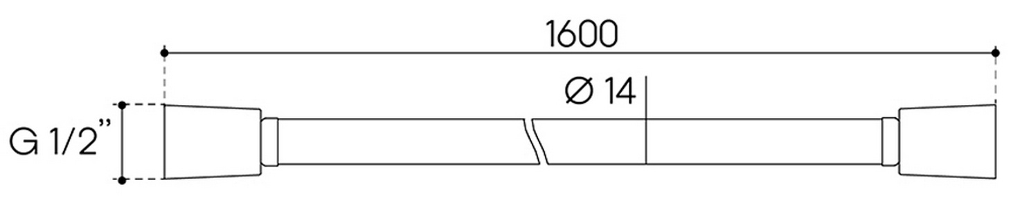 Шланг для душа 1600мм, 1/2 x 1/2, (пластик цв.шлифованное золото),  ZZ Aqueduto Chuva CHU1250