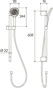 Душевой гарнитур: штанга, лейка, шланг, (цв.оружейная сталь),  ZZ Aqueduto Chuva CHU0645