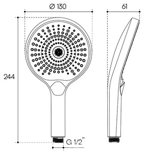 Лейка д/д ручная, круглая, 3 режима, (пластик цв.хром),  ZZ Aqueduto Chuva CHU0700