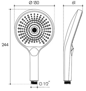 Лейка д/д ручная, круглая, 3 режима, (пластик цв.шлифованное золото),  ZZ Aqueduto Chuva CHU0750