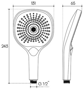 Лейка д/д ручная 3 режима, (пластик цв.хром),  ZZ Aqueduto Chuva CHU0800