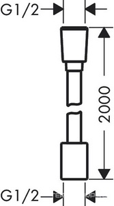 Шланг для душа, текстильный, с защитой от перекручивания, 200см, 1/2 x 1/2, (цв.шлиф.бронза), HG Designflex ZZ Hansgrohe Универсал 28230140