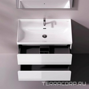 Тумба подвесная 80 см, 2 выдвижн.ящика, раковина в комплекте, цвет белый глянец AMPM Above M9X-FHX0802WG-WCC0800WG